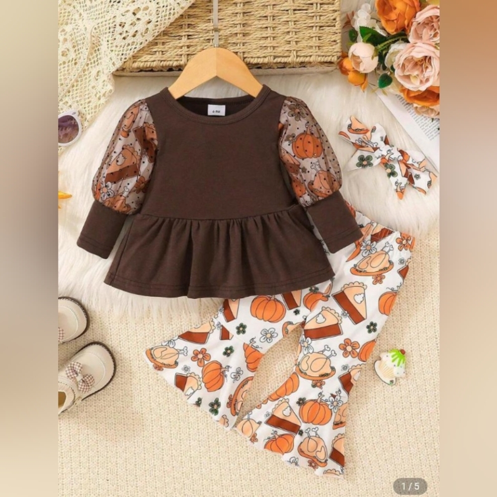 SHEIN Brown and Orange Kids Seasonal Set